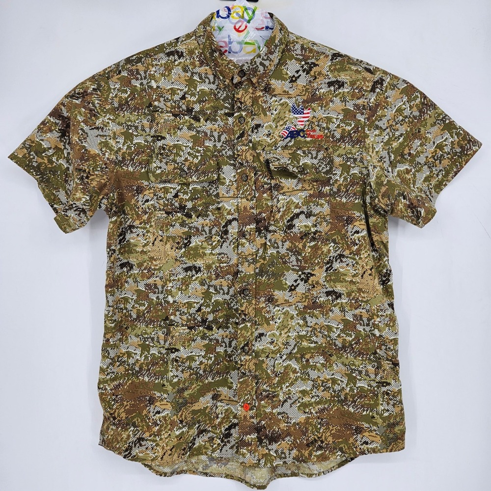 Duck Camp Shirt Mens XXLarge Camouflage Short Sleeve Camo Button Down Vented